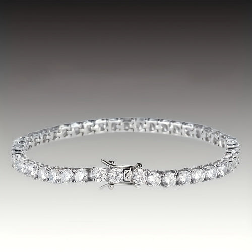 925 Sterling Silver Tennis Bracelet with Lab-Grown Cubic Zirconia – Round Cut, Unisex for Women & Men, 5 Sizes 6.5 to 8.5 Inch – Elegant Jewelry Gift