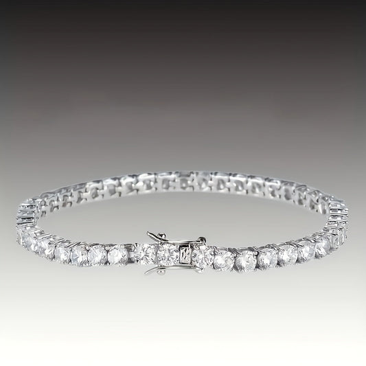 925 Sterling Silver Tennis Bracelet with Lab-Grown Cubic Zirconia – Round Cut, Unisex for Women & Men, 5 Sizes 6.5 to 8.5 Inch – Elegant Jewelry Gift