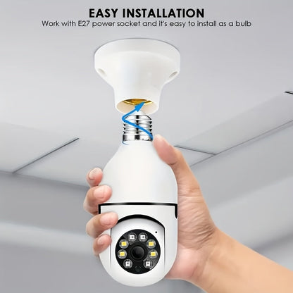4-Pack WiFi Bulb Security Camera 1080P HD – 360° AI Motion Tracking, Smart PTZ, PIR Night Vision, Dual Band 2.4G/5G WiFi, App Control, Wall Mount – Indoor Home Surveillance Camera System