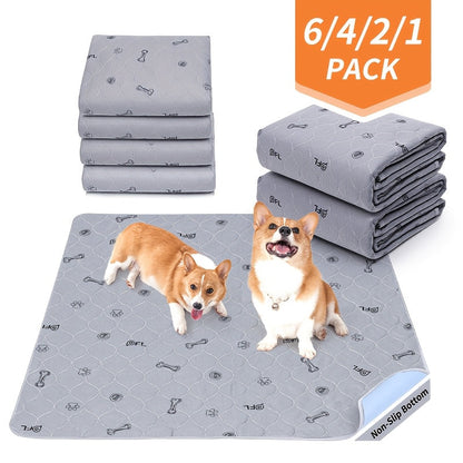 Washable Reusable Dog Pee Pads with Bone Print – Non-Slip Leakproof Absorbent Puppy Training Pads, Machine Washable Whelping Pads for Couch Crate Playpen Potty Training, Multiple Sizes