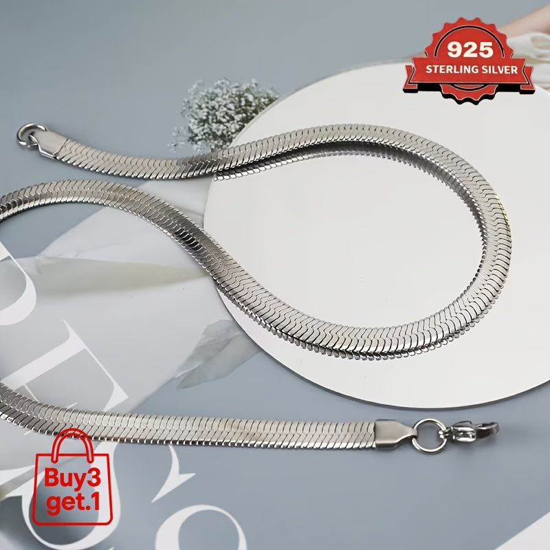 925 Sterling Silver Flat Snake Chain Necklace & Bracelet – 2D Sleek Stackable Design, Multiple Lengths, Gift Box Included, Perfect for Valentine's Day, Holidays & Everyday Layering