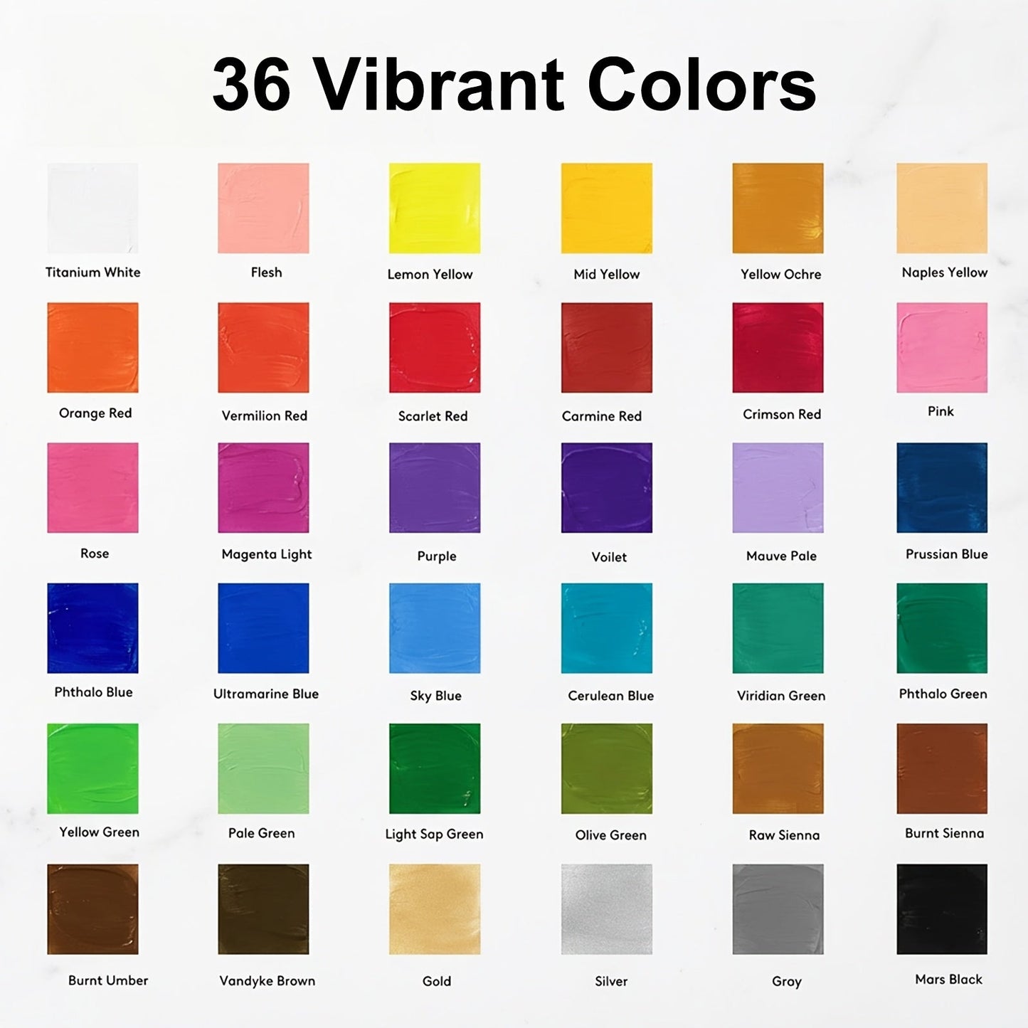 Acrylic Paint Set 36 Colors 2oz Each with 12 Art Brushes – Rich Pigment Painting Supplies for Canvas, Ceramic & Fabric, Beginner & Professional Artists, Back to School & Holiday Gift