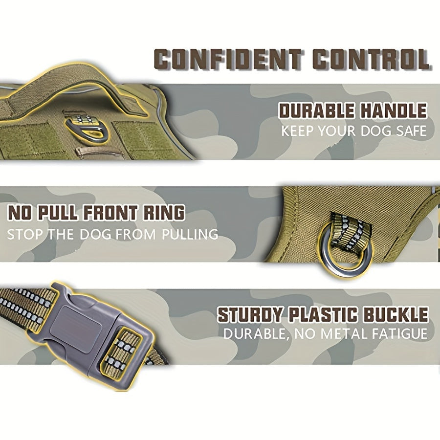Reflective No-Pull Dog Harness with Control Handle – Military Tactical Vest for Training & Service Dogs, Sizes S-XL, Durable Polyester, Adjustable Fit for Medium & Large Dogs