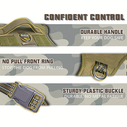 Reflective No-Pull Dog Harness with Control Handle – Military Tactical Vest for Training & Service Dogs, Sizes S-XL, Durable Polyester, Adjustable Fit for Medium & Large Dogs