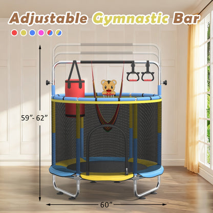 Kids & Adults Trampoline with Safety Enclosure Net Multi-Functional Leisure Sports Trampoline Indoor Outdoor Backyard Jumping Mat 6 Color Options Fun Exercise Equipment for Family