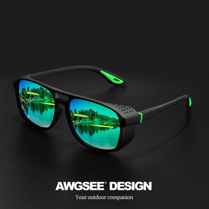 Polarized Steampunk Sports Sunglasses for Men & Women – UV400 HD Lens Cycling Running Fishing Driving Glasses, Durable Side Cutout Frame, Outdoor Athletic Eyewear