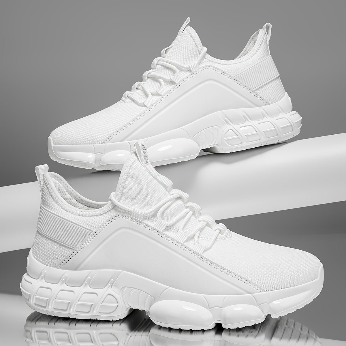 Men's Lightweight Breathable Running Shoes, Low-Top Road Training Sneakers with Rubber Sole & Lace-Up Closure, All-Season Comfort Athletic Footwear for Gym, Training & Casual Wear - White, Black, Blue, Khaki