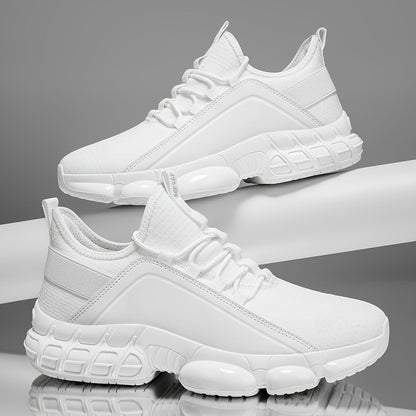 Men's Lightweight Breathable Running Shoes, Low-Top Road Training Sneakers with Rubber Sole & Lace-Up Closure, All-Season Comfort Athletic Footwear for Gym, Training & Casual Wear - White, Black, Blue, Khaki