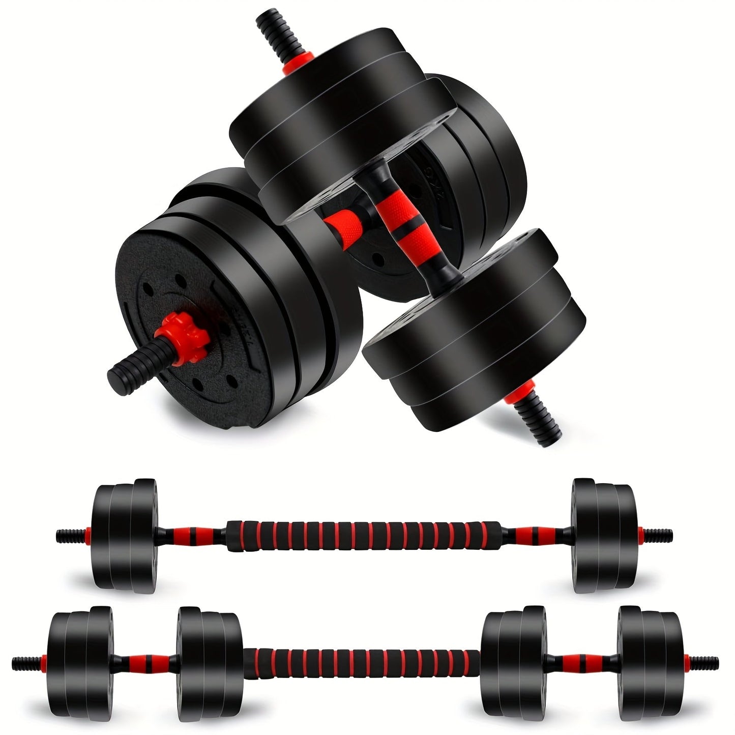 Adjustable Dumbbell Set 22LB & 44LB for Men & Women – Free Weight Home Gym Equipment with Barbell Connector & Bumper Plates for Strength Training, Muscle Building & Fitness Workouts