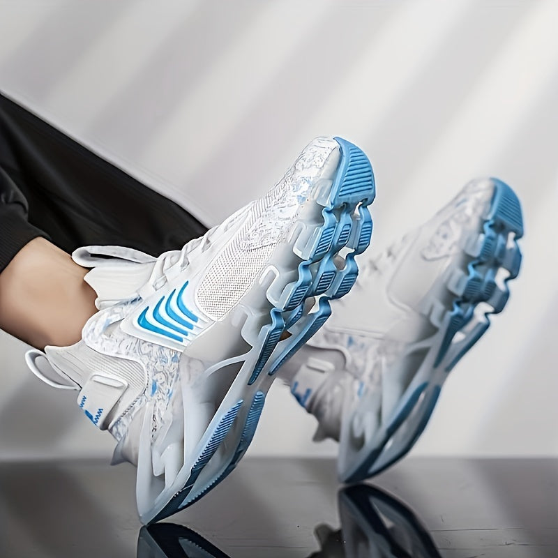 Men's Blade Sneakers – Breathable Mesh Lace-Up Athletic Shoes with Rubber Sole, All-Season Casual Sport Footwear in Black, Blue, White & Deep Blue, Sizes US 6–13.5