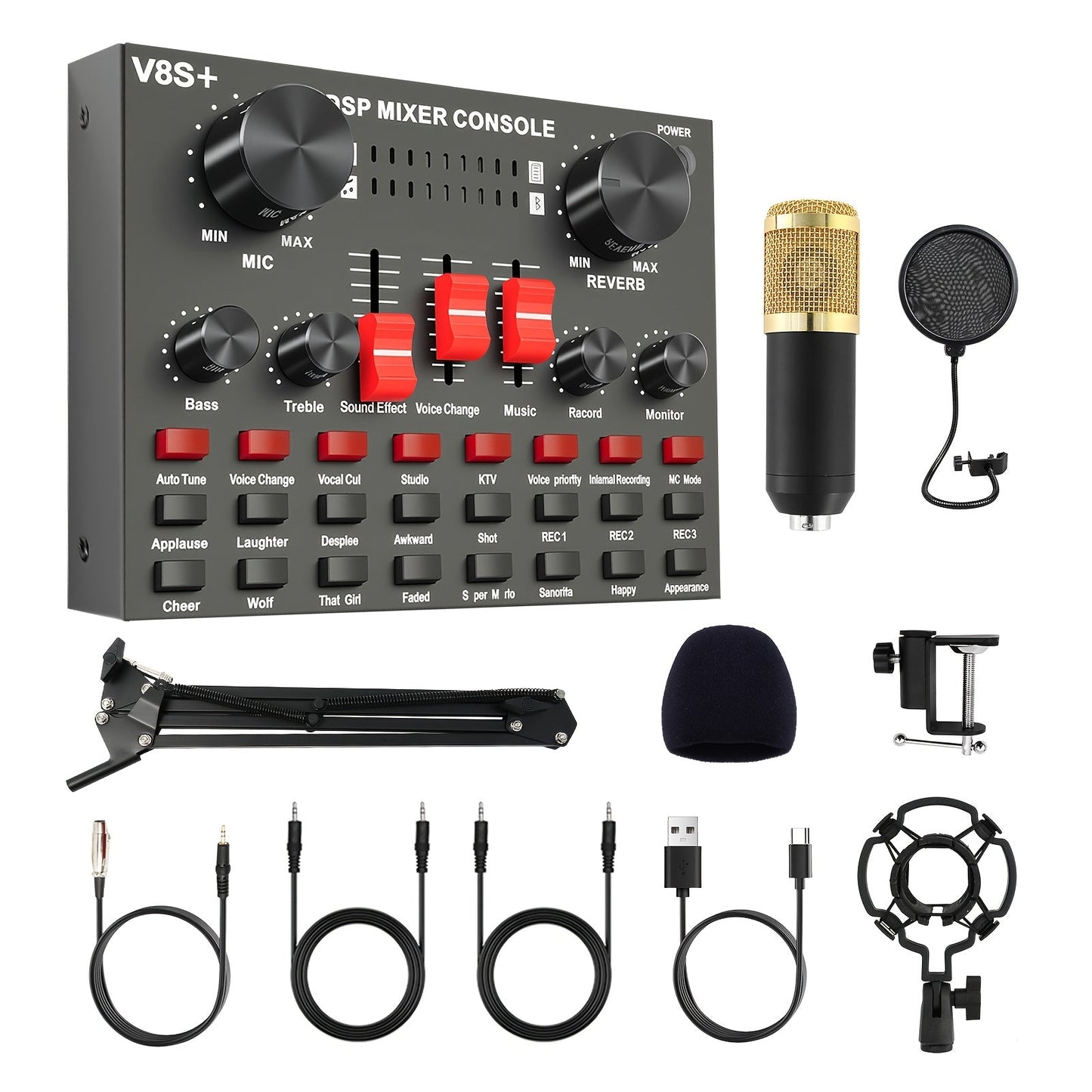 BM800 Condenser Microphone & Sound Card Recording Kit – Home Studio Bundle for Podcasting, Streaming, Voice Overs & Music, Compatible with PC, Smartphone & Tablet, Multiple Models Available
