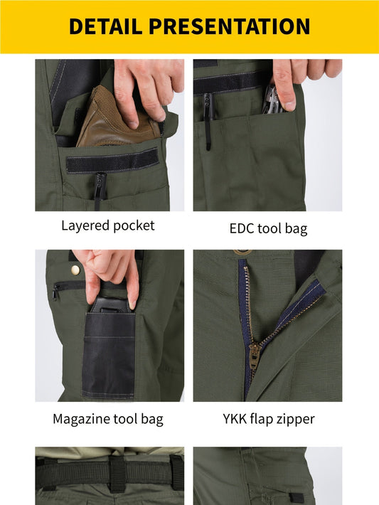 Men's Tactical Cargo Pants Quick-Dry Lightweight Multi-Pocket Hiking Outdoor Work Pants S-XXXL Black Grey Green Brown Regular Fit Utility Trousers