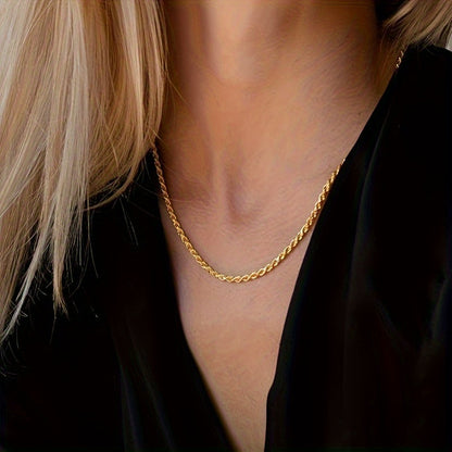 18K Gold Plated Twisted Rope Chain Necklace in 925 Sterling Silver – Hip-Hop & Elegant Unisex Chain, 20"/22"/24", Christmas & Mother's Day Gift Box