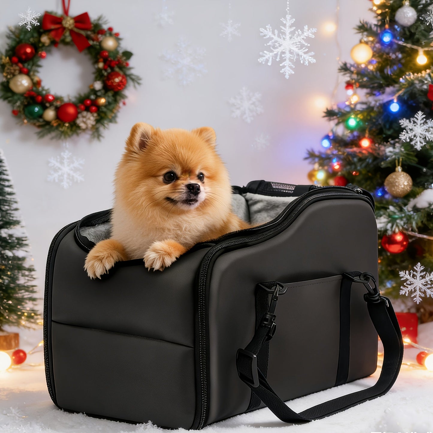 Pet Car Booster Seat with Safety Harness – Center Console Dog Car Carrier Nest for Small Dogs & Cats, Portable Travel Pet Bed, Easy-Clean Sturdy Construction, Multiple Colors