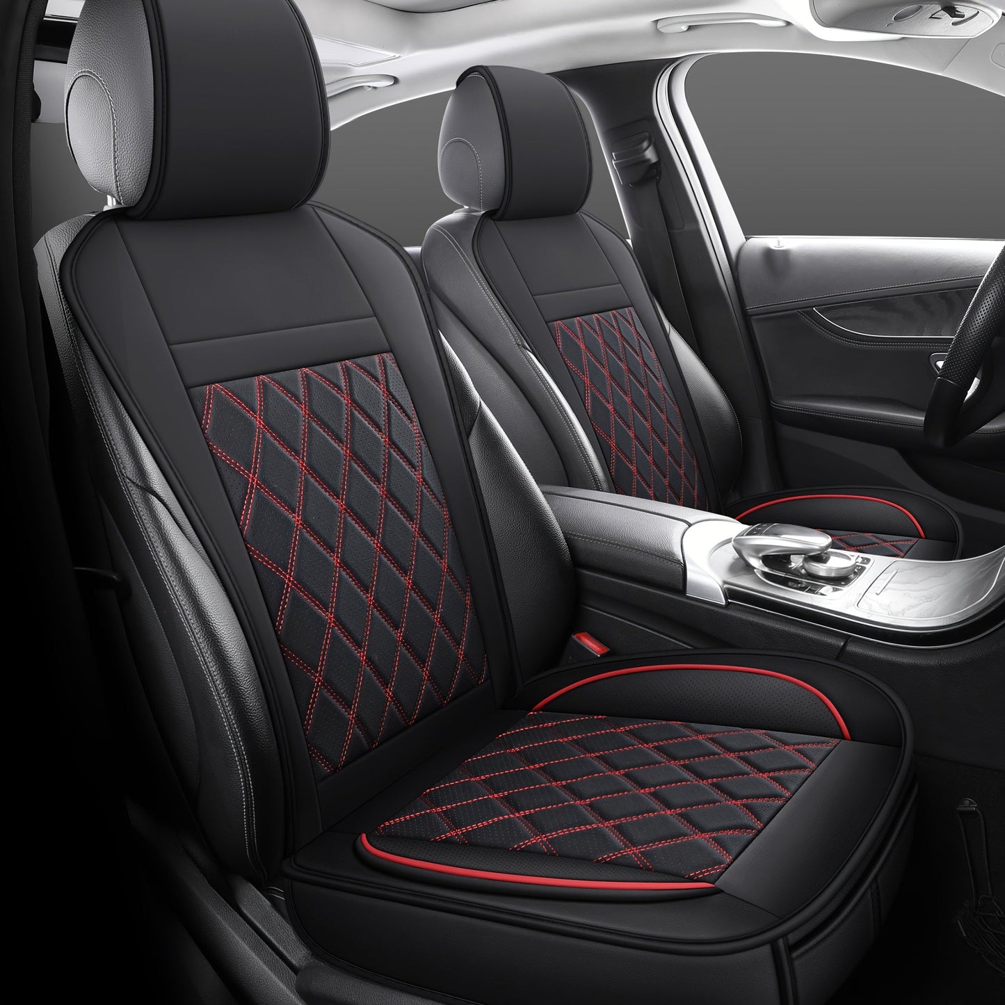 Universal Front Car Seat Covers 2-Pack Full Surround High-Back Bucket Seat Protector Anti-Slip Easy Install for Cars SUVs Trucks - Multiple Colors & Styles