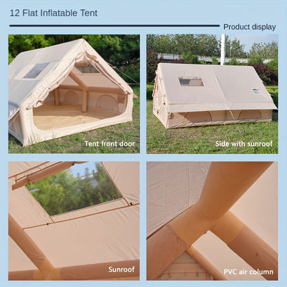 Inflatable Camping Tent 4-6 Person – 4-Season Luxury Air Tent with Manual Pump Easy Setup Windproof Glamping House for Family Outdoor Camping