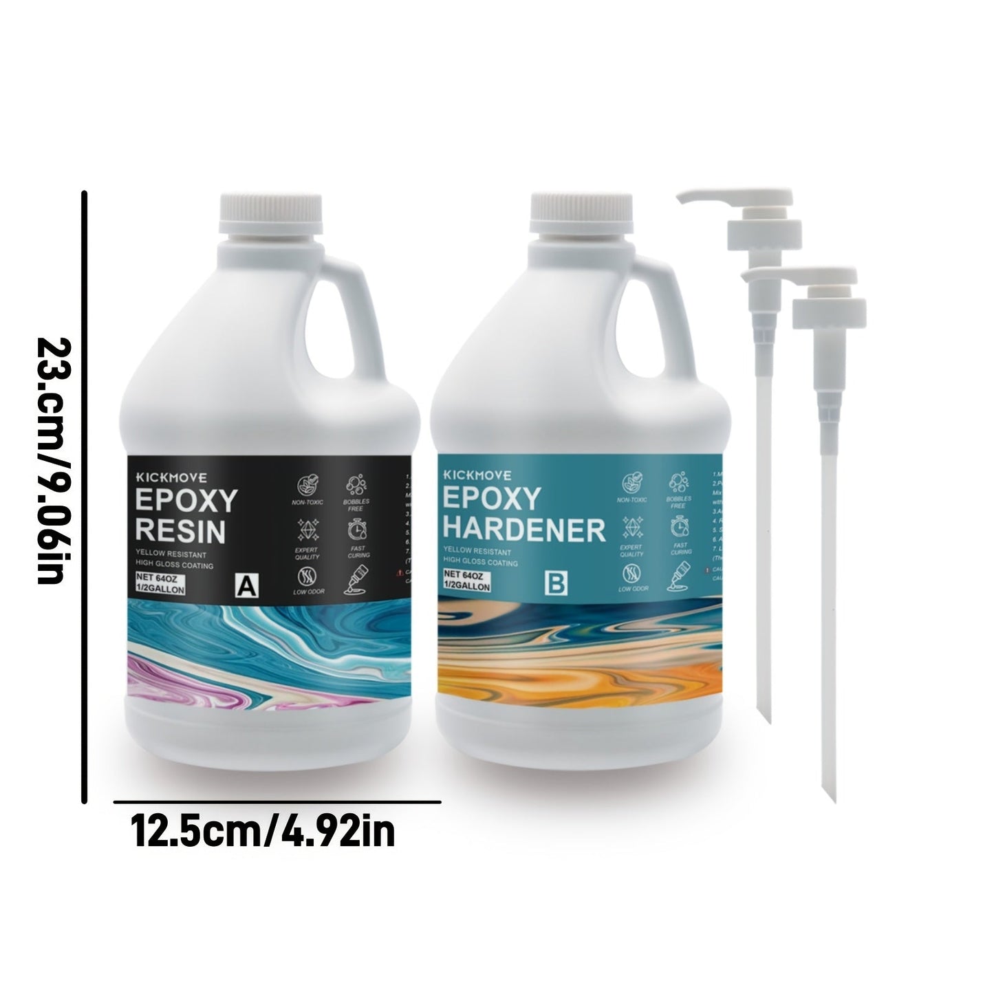 Clear Epoxy Resin Kit 2 Part High Gloss Casting Coating Countertop Table Top Resin Art DIY Jewelry Handcraft with Pumps 16oz to 2 Gallon