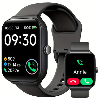 Smart Watch 1.83" Fitness Tracker with Bluetooth Calling – Step Counter, Activity Monitor, Message Notifications, Multi-Sport Modes, USB Charging, Compatible with iPhone & Android, Gift for Men & Women (Black/Pink)