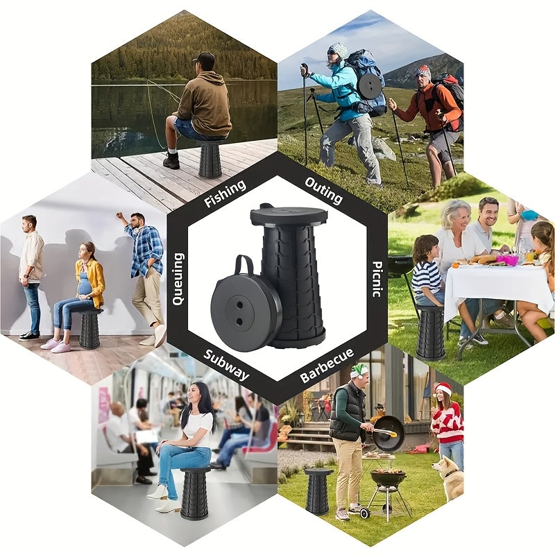 Collapsible Folding Stool 2-Pack Portable Lightweight 400LB Capacity - Retractable Camping Fishing Hiking Kitchen BBQ Indoor Outdoor Seat