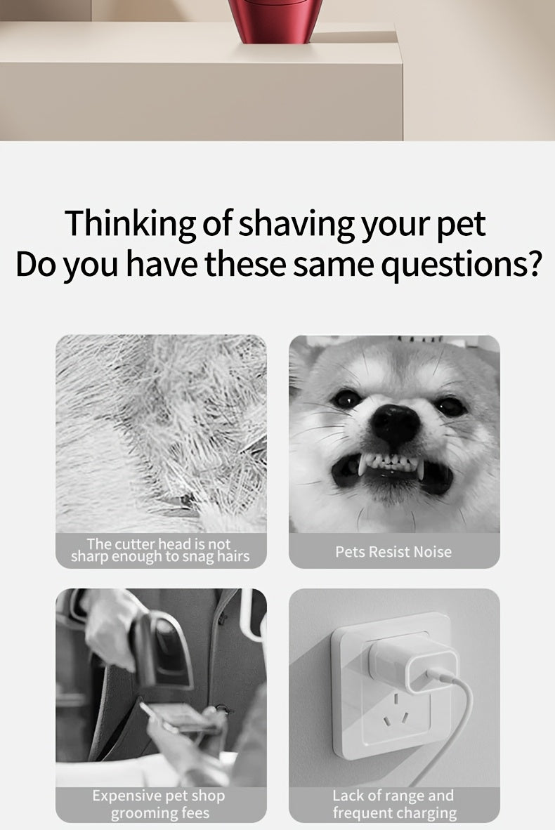 Rechargeable Cordless Pet Grooming Clippers with LED Display - Professional Wireless Dog Hair Trimmer, Detachable Blades, 4 Comb Guides, Low Noise 36V USB Charging, for Dogs Cats Small Animals