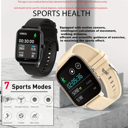 Smart Watch with Call & SMS for Android iPhone – Fitness Tracker with Heart Rate Monitor, Pedometer, Calorie Counter, Multi-Sport Modes, Customizable Watch Faces, Unisex Design, Black Pink Gold