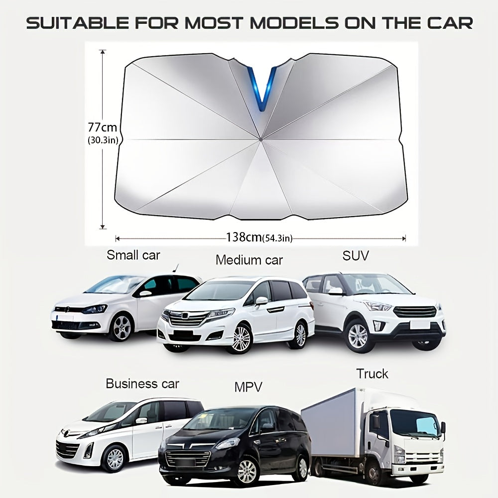 Car Windshield Sunshade Foldable UV Blocker - Compact Collapsible Sun Shade for Car Windshields, Blocks UV Rays & Heat, Keeps Interior Cool, Fits Most Cars SUVs & Trucks, Easy Storage