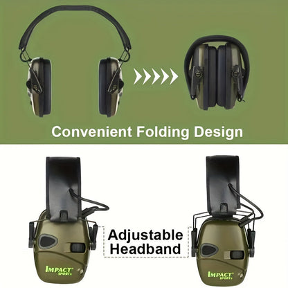 Tactical Electronic Shooting Earmuffs with Sound Amplification & Noise Cancelling - Head-Worn Hearing Protection for Hunting, Outdoor Range Shooting & Impact Sports