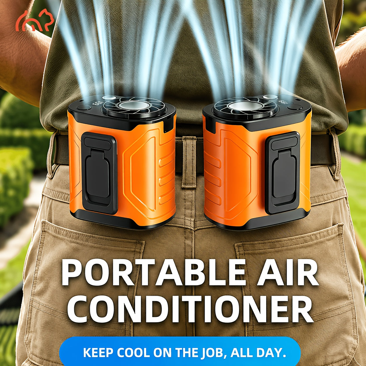 Portable Neck & Waist Fan 18000RPM Brushless Motor – 199-Speed Adjustment, 5000mAh Battery, LED Power Display, Hands-Free Wearable Cooling Fan for Outdoor Work, Camping, Fishing, Hiking & Travel