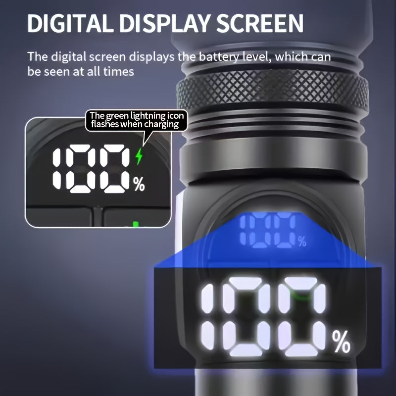 High Lumen Tactical Flashlight 2-Pack – Ultra Bright COB Side Light, USB Fast Charging, Zoomable Multi-Mode, for Camping, Hiking, Fishing, Cycling & Emergency – Great Gift for Men