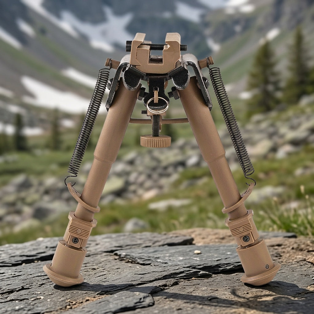 Adjustable Rifle Bipod 6-9 Inch 5 Height Settings Quick Release Adapter Foldable Retractable Lightweight Aluminum Alloy M-LOK Mount Rubber Feet for Hunting Shooting Outdoor Sports