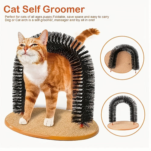 Cat Arch Self-Grooming Massage Toy – Interactive Scratch, Rub & Groom Tool for Cats & Kittens, Plastic Bristle Arch, 13 Inch, Stress Relief & Entertainment for Indoor Cats