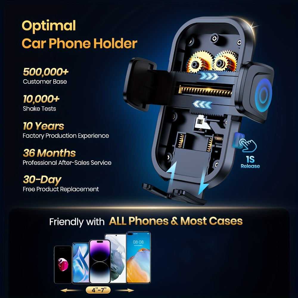 Car Dashboard Phone Mount 360 Degree Adjustable - Universal Cell Phone Holder with Anti-Slip Silicone Clip, Multi-Angle Stable Mounting for All Smartphones, Black