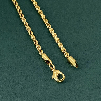 18K Gold Plated Twisted Rope Chain Necklace in 925 Sterling Silver – Hip-Hop & Elegant Unisex Chain, 20"/22"/24", Christmas & Mother's Day Gift Box