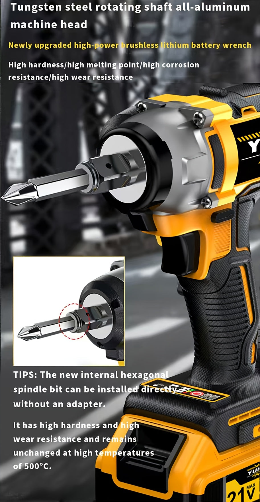 21V Brushless Cordless Impact Wrench & Drill Set – 4000mAh Li-ion Battery, Toolbox, Charger & Socket Accessories for Automotive, Home & Industrial Use
