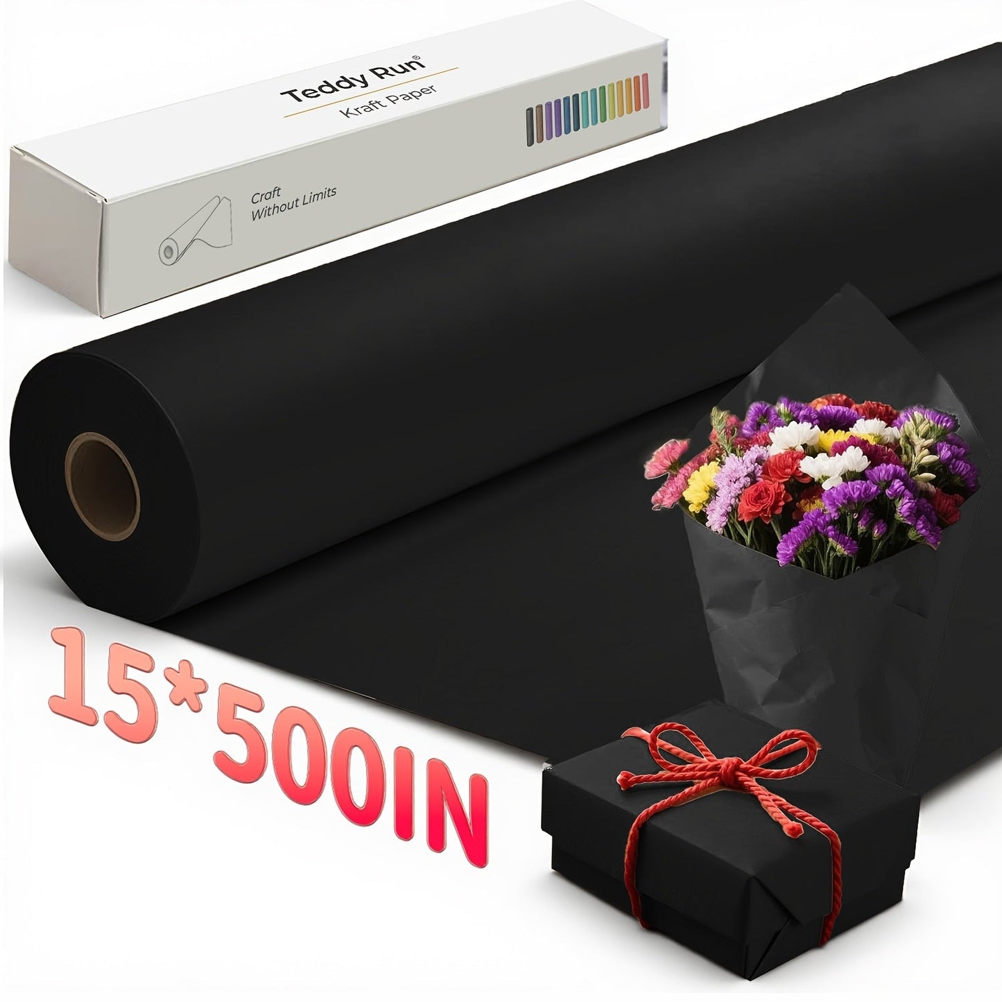 Kraft Paper Roll 80GSM for Gift Wrapping, Bouquet Flower Packing, Bulletin Board, Craft Art, Moving & Shipping – Available in Black, Red, Brown & White – Multi-Size Wrapping Paper Roll
