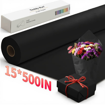 Kraft Paper Roll 80GSM for Gift Wrapping, Bouquet Flower Packing, Bulletin Board, Craft Art, Moving & Shipping – Available in Black, Red, Brown & White – Multi-Size Wrapping Paper Roll