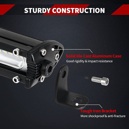 20 Inch 180W LED Light Bar Offroad Single Row – Ultra Slim 12V/24V Work Lamp for Truck, ATV, SUV, Tractor, Jeep & Boat – 6000K White, 50000Hr Lifespan – Velora