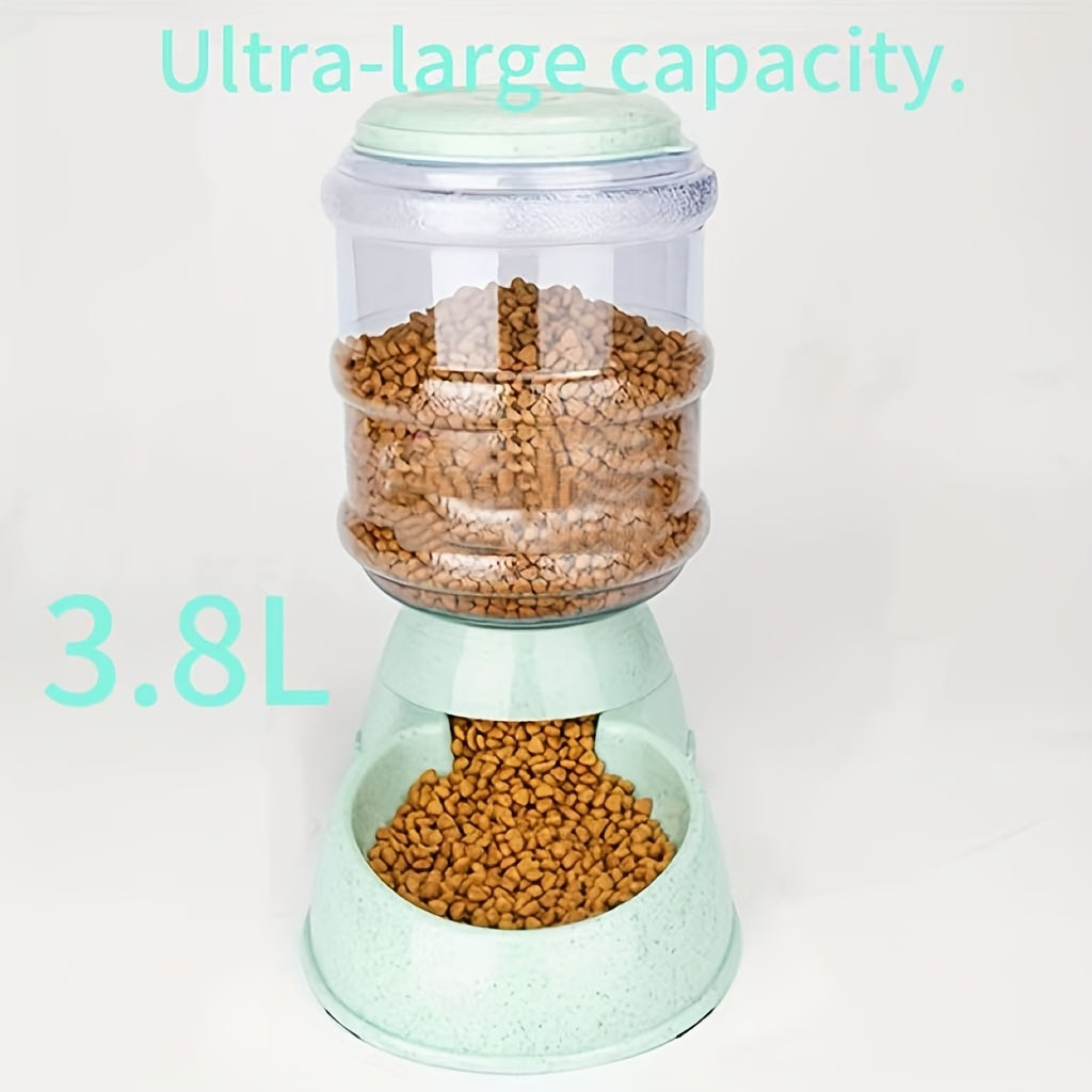 Automatic Gravity Dog Feeder and Water Dispenser 1 Gallon 3.8L - No Batteries Required, Durable PP Material, Suitable for Cats and Dogs Small Medium Pets, Hands-Free Gravity Feeding Station, Perfect Gift