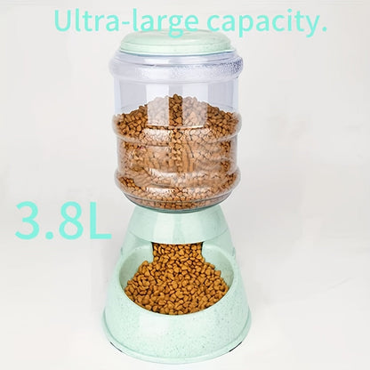 Automatic Gravity Dog Feeder and Water Dispenser 1 Gallon 3.8L - No Batteries Required, Durable PP Material, Suitable for Cats and Dogs Small Medium Pets, Hands-Free Gravity Feeding Station, Perfect Gift