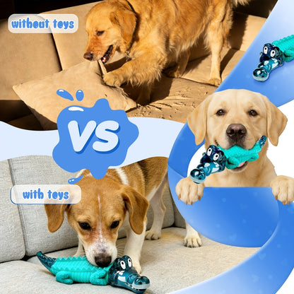 Crocodile Dog Chew Toy for Aggressive Chewers – Indestructible Milk Flavor Rubber Chew Toy with Dental Ridges for Large Medium Dogs 20-100 lbs, Tough Boredom Relief & Teeth Cleaning