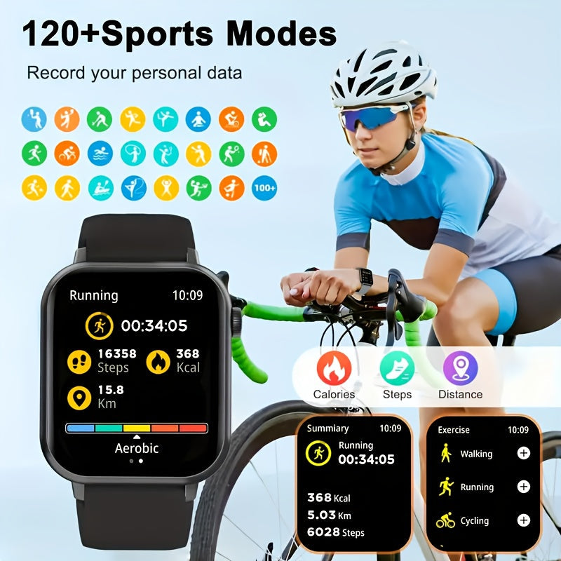 Smart Watch for Men and Women IP68 Waterproof 1.83 Inch Full Touch Screen – Wireless Calls & Messages, Pedometer, Fitness Tracker, Compatible with iPhone and Android, 6 Color Options