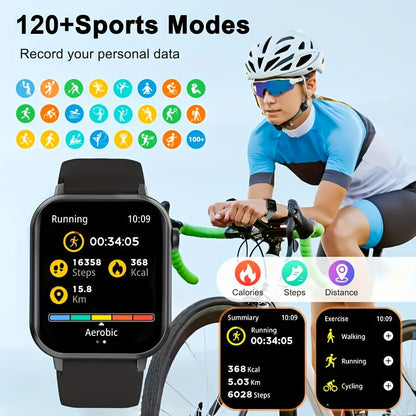 Smart Watch for Men and Women IP68 Waterproof 1.83 Inch Full Touch Screen – Wireless Calls & Messages, Pedometer, Fitness Tracker, Compatible with iPhone and Android, 6 Color Options