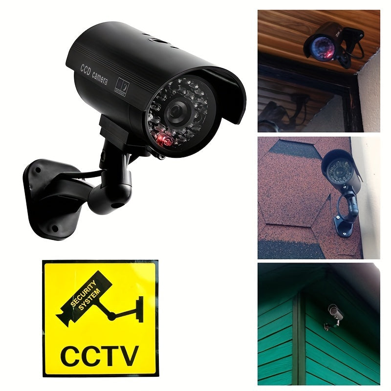 Dummy Security Camera Fake CCTV Surveillance System – Realistic Simulated LED Lights, Adjustable Mount & Warning Stickers, Indoor & Outdoor Home Security Decoy Camera – 2 or 4 Pack
