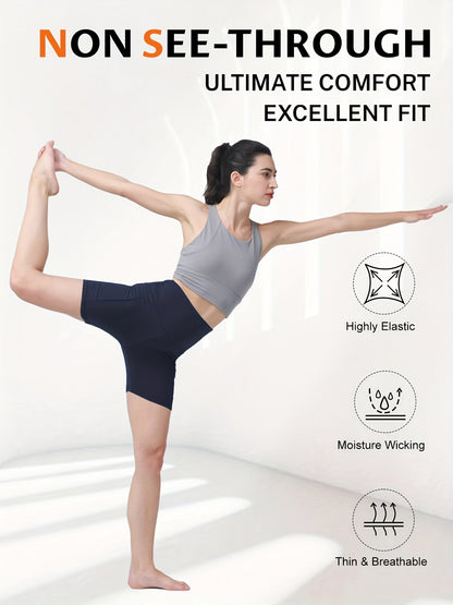 Women's Butt Lifting Yoga Shorts High Waist – Tummy Control Workout Shorts for Gym Fitness Running Cycling – Anti-Chafing Sports Shorts with Inner Safety Lining, Sizes S-XXL