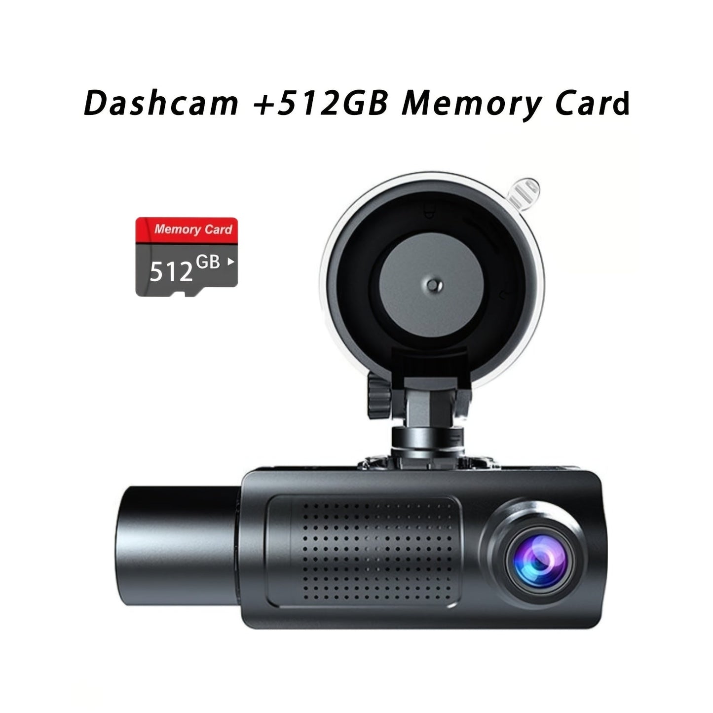 3-Channel Dash Cam with Infrared Night Vision & Smartphone App – Front, Rear & Interior Car Camera with Loop Recording, Wide Angle Lens, Optional 64GB/512GB Memory Card for Cars, Trucks & Rideshare