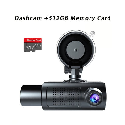 3-Channel Dash Cam with Infrared Night Vision & Smartphone App – Front, Rear & Interior Car Camera with Loop Recording, Wide Angle Lens, Optional 64GB/512GB Memory Card for Cars, Trucks & Rideshare