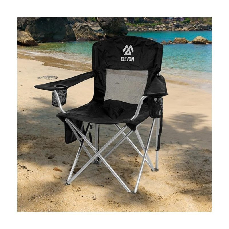 Folding Camping Chair with Tilting Canopy Sunshade – 225LBS Capacity, 22.8" Wide Seat, Mesh Cup Holder & Carry Bag, Portable Beach Lawn Chair for Camping, Hiking & Outdoor Events – 9 Color Options