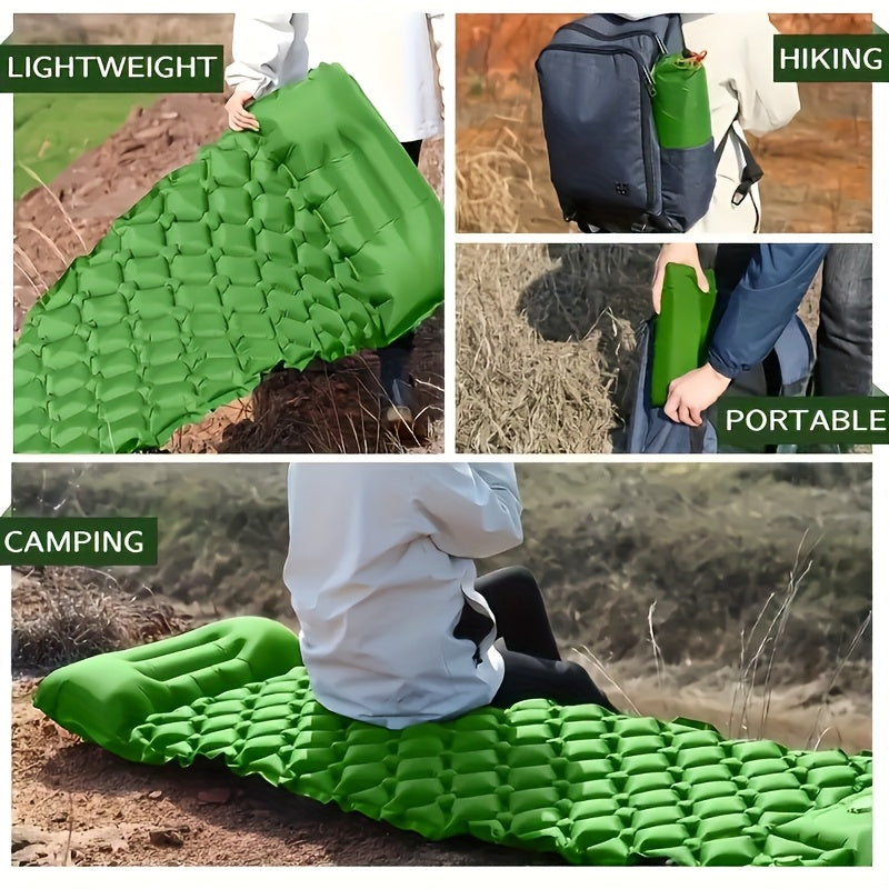 Inflatable Camping Sleeping Pad - Ultralight Mattress with Pillow & Built-In Foot Pump, Compact Portable Mat for Backpacking, Hiking, Car Travel, Beach & Tent Camping, Multiple Colors
