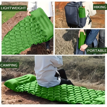 Inflatable Camping Sleeping Pad - Ultralight Mattress with Pillow & Built-In Foot Pump, Compact Portable Mat for Backpacking, Hiking, Car Travel, Beach & Tent Camping, Multiple Colors