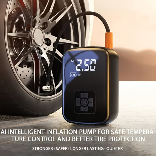 Portable Tire Inflator 100W Cordless Air Pump 4000mAh Battery 30-Second Inflation 5 Modes Digital PSI Display Type-C Charging LED Light Multi-Nozzle for Car Motorcycle Bicycle Ball
